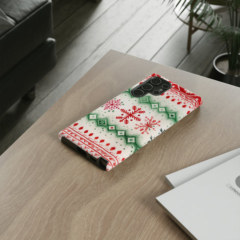 Icelandic Watercolor inspired by Christmas Sweaters - Impact Resistant Phone Case